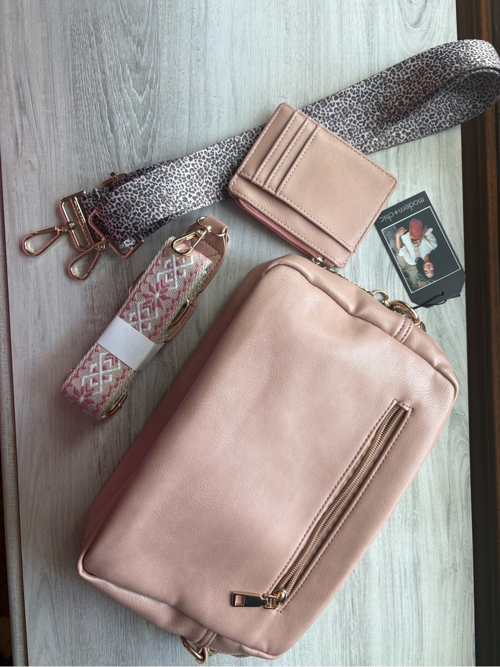 Modern and Chic Blush Pink Alice Bag + Cheetah Strap